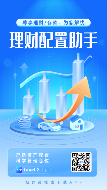 蓝色金融股市K线理财资产配置手机海报预览效果