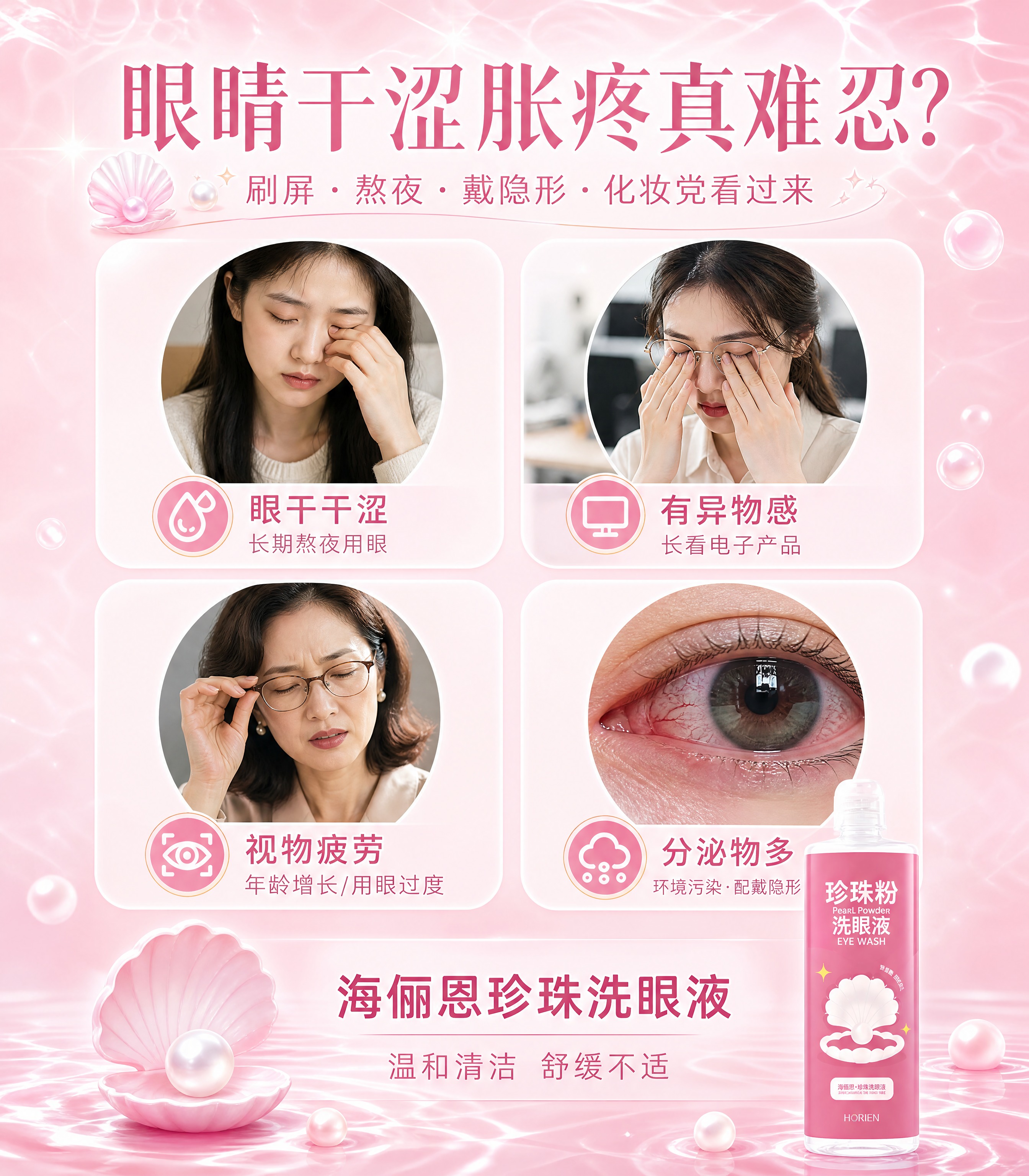 重新优化这张眼部困扰痛点图，尺寸790×900竖版。整体风格保… - 图片创意预览
