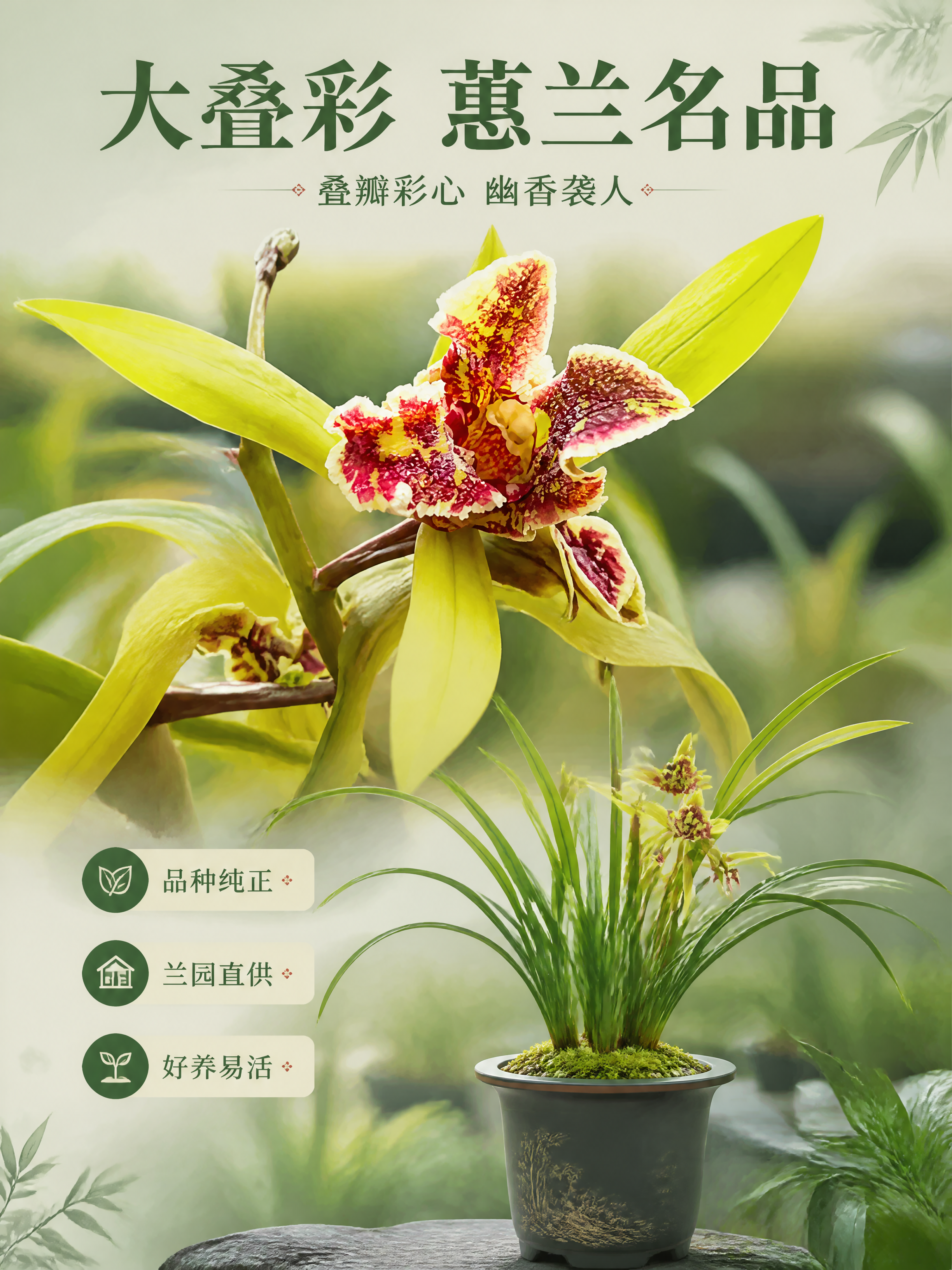 [商品] 使用【图1】大叠彩兰花；保留花朵的叠瓣彩心结构、黄绿… - 图片创意预览
