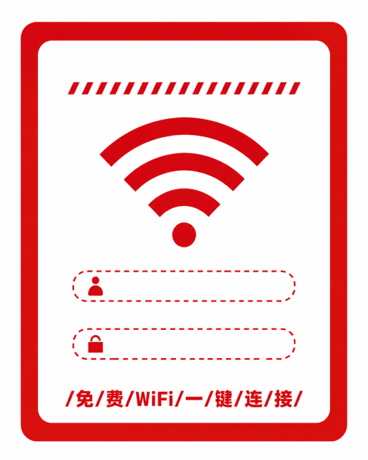 移除白色背景里的网格，只保留纯白色背景，保留红色外框、WiFi图标、人形图标、锁形图标和底部文字，其他内容不变预览效果