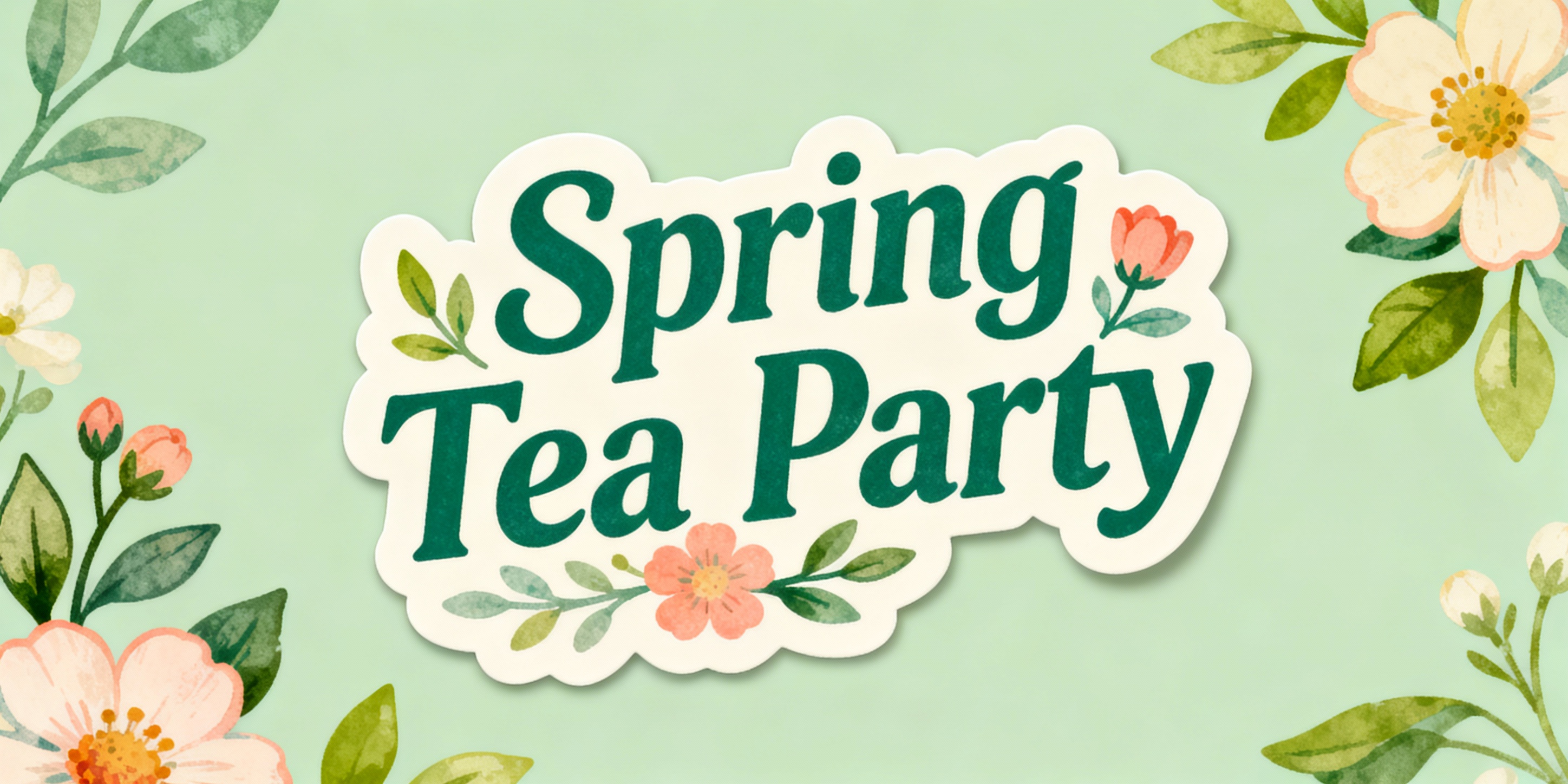 生成一张美式春日Spring Tea Party标题贴纸 - 图片创意预览