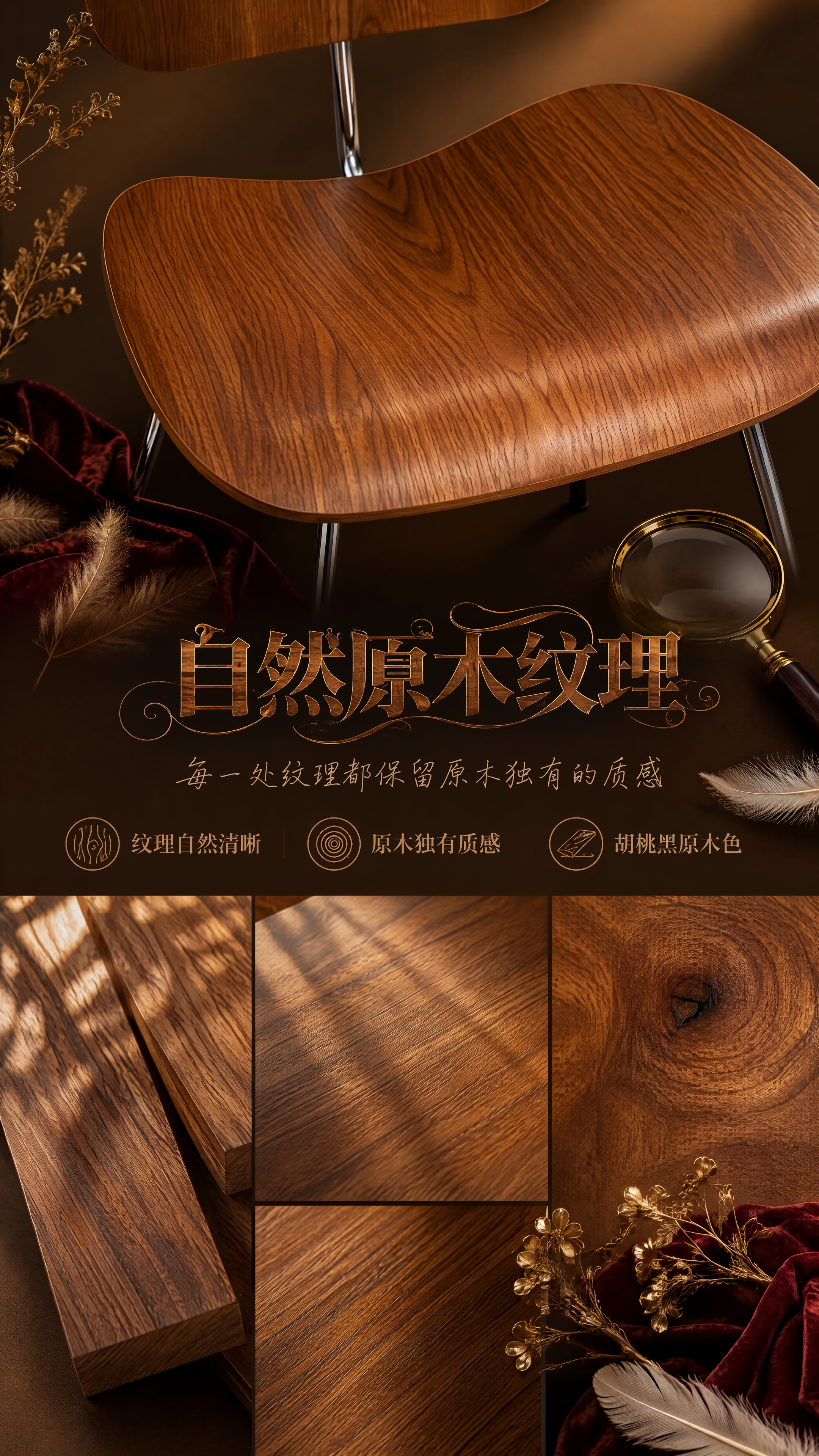 [第4张] 材质细节页-木质纹理自然清晰，原木独有的质感。本张… - 图片创意预览