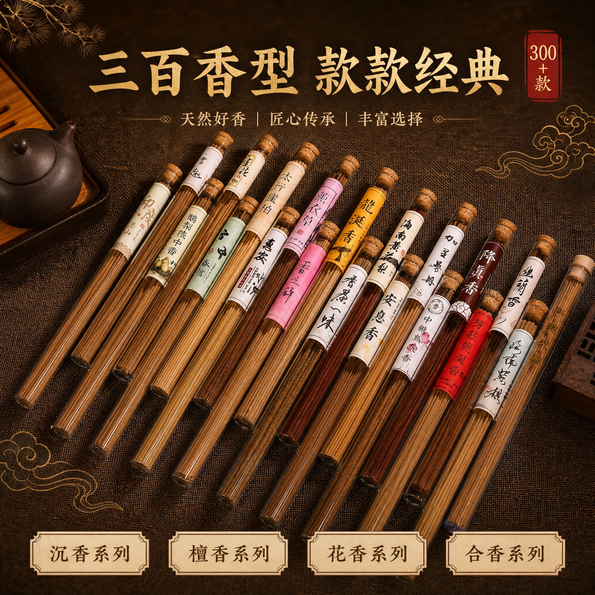 [主图-3] 晨香缘天然线香 多香型陈列与丰富选择。 [统一基… - 图片创意预览