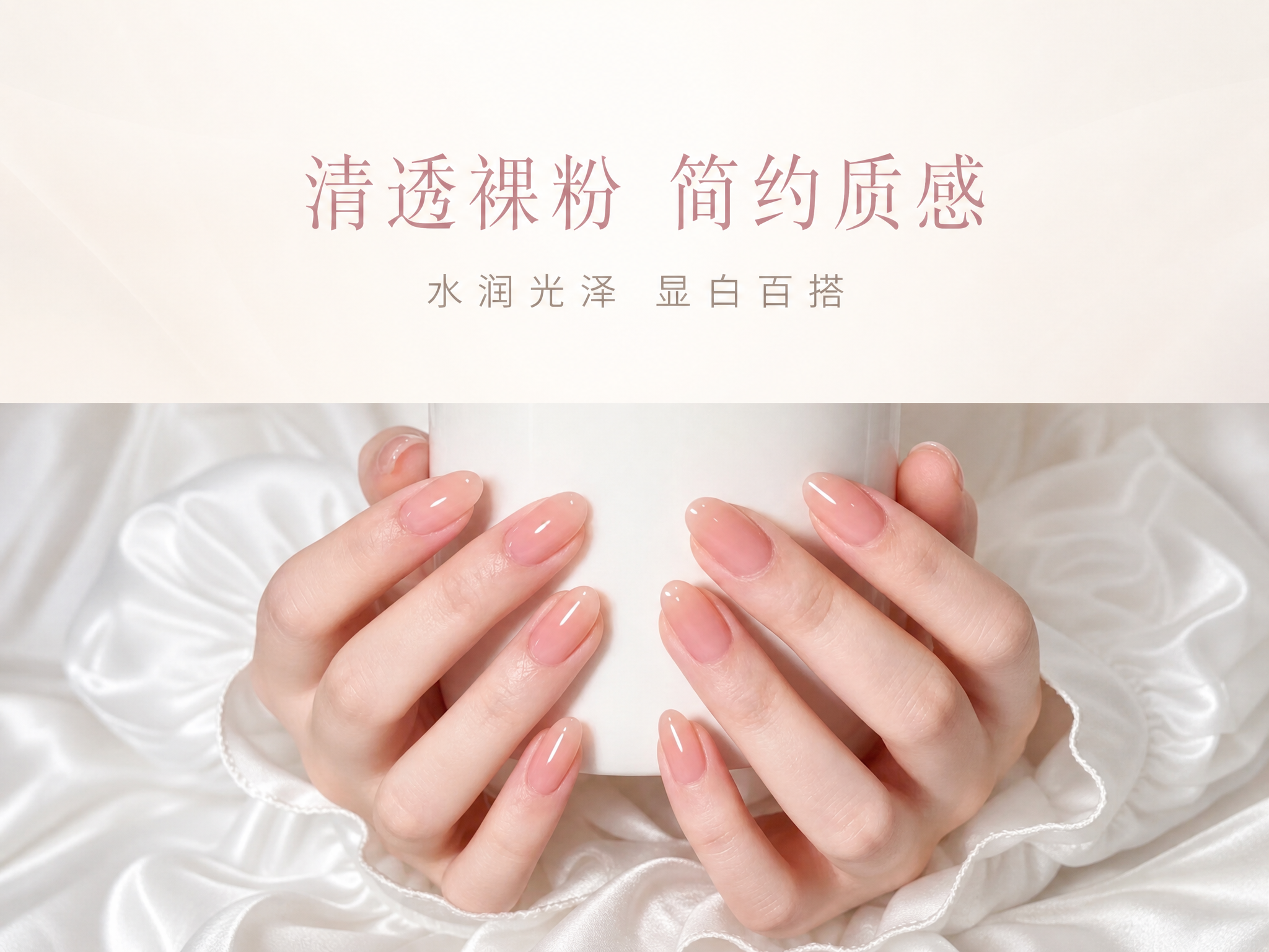 [单张主图] 裸粉色果冻美甲 高级氛围感主图 美甲上架宣传图… - 图片创意预览