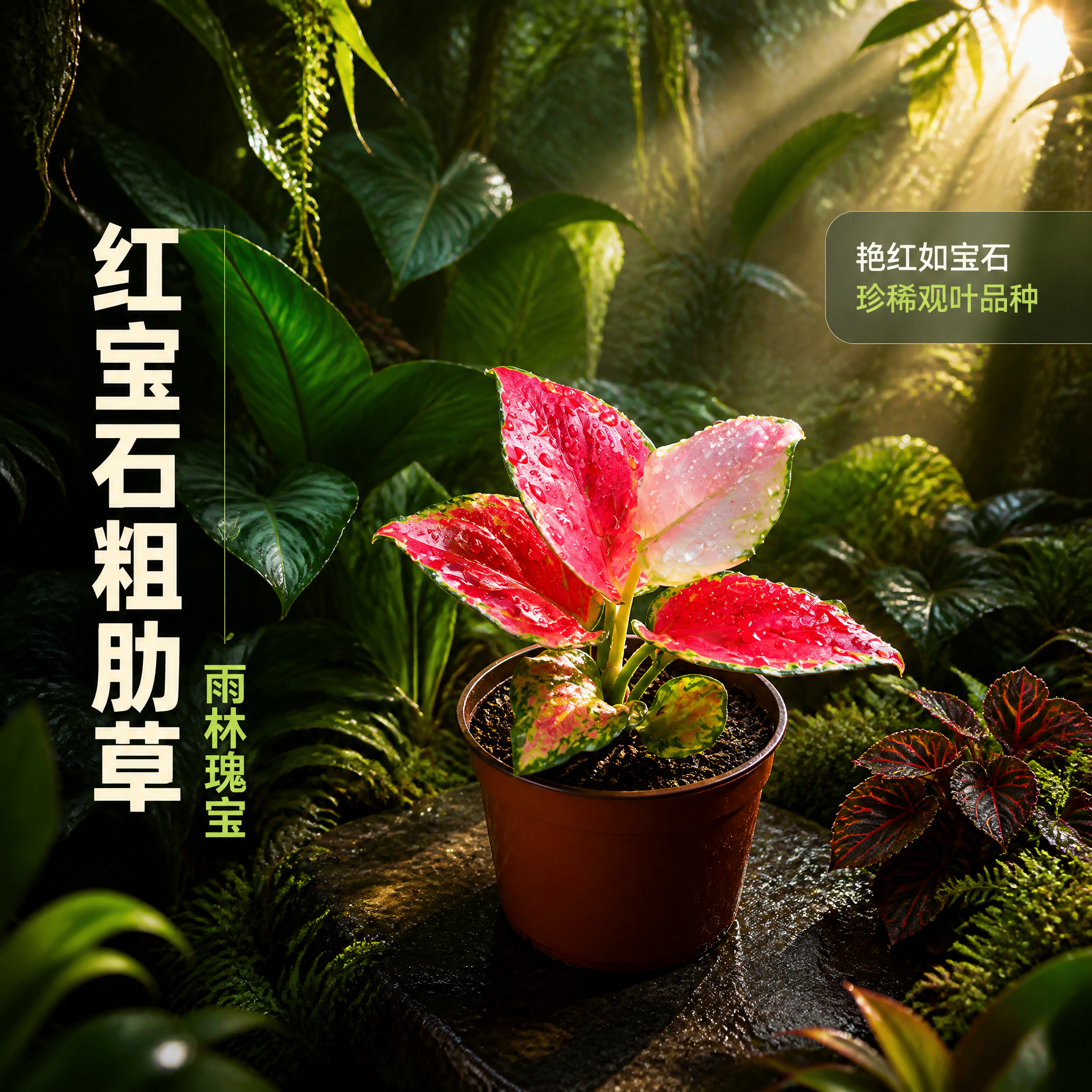[主图-8] 红宝石粗肋草雨林原生环境场景主图。 [统一基调]… - 图片创意预览