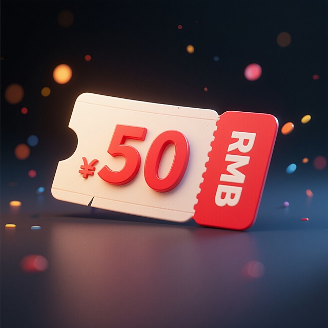 3D风格促销券，大字醒目，色彩斑斓，节日氛围浓厚。