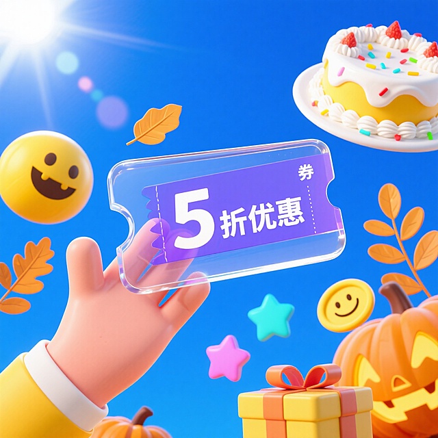 3D卡通风格促销图，emoji表情与波普艺术结合，节日氛围浓厚，创意吸引眼球。
