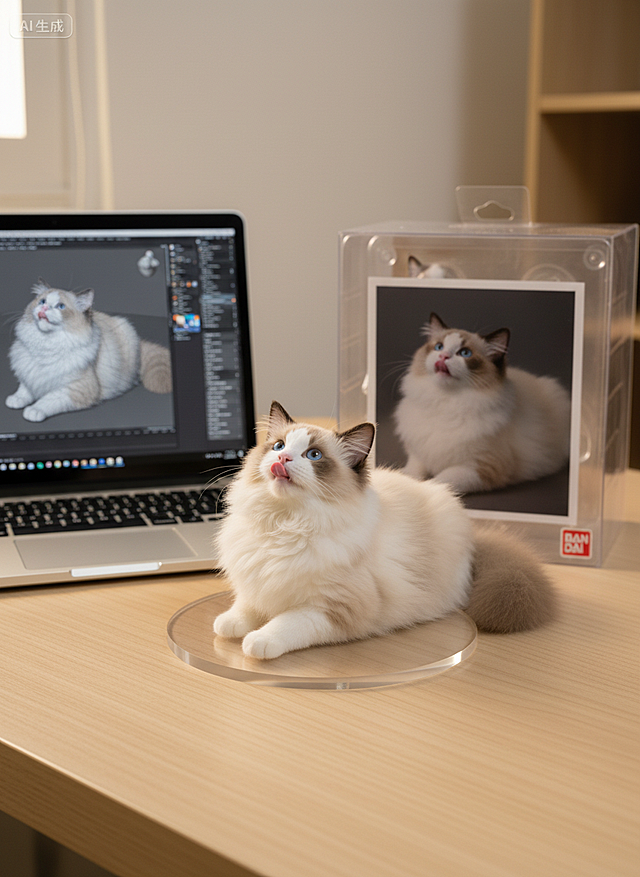 可爱的手伴小猫摆件，可爱可爱