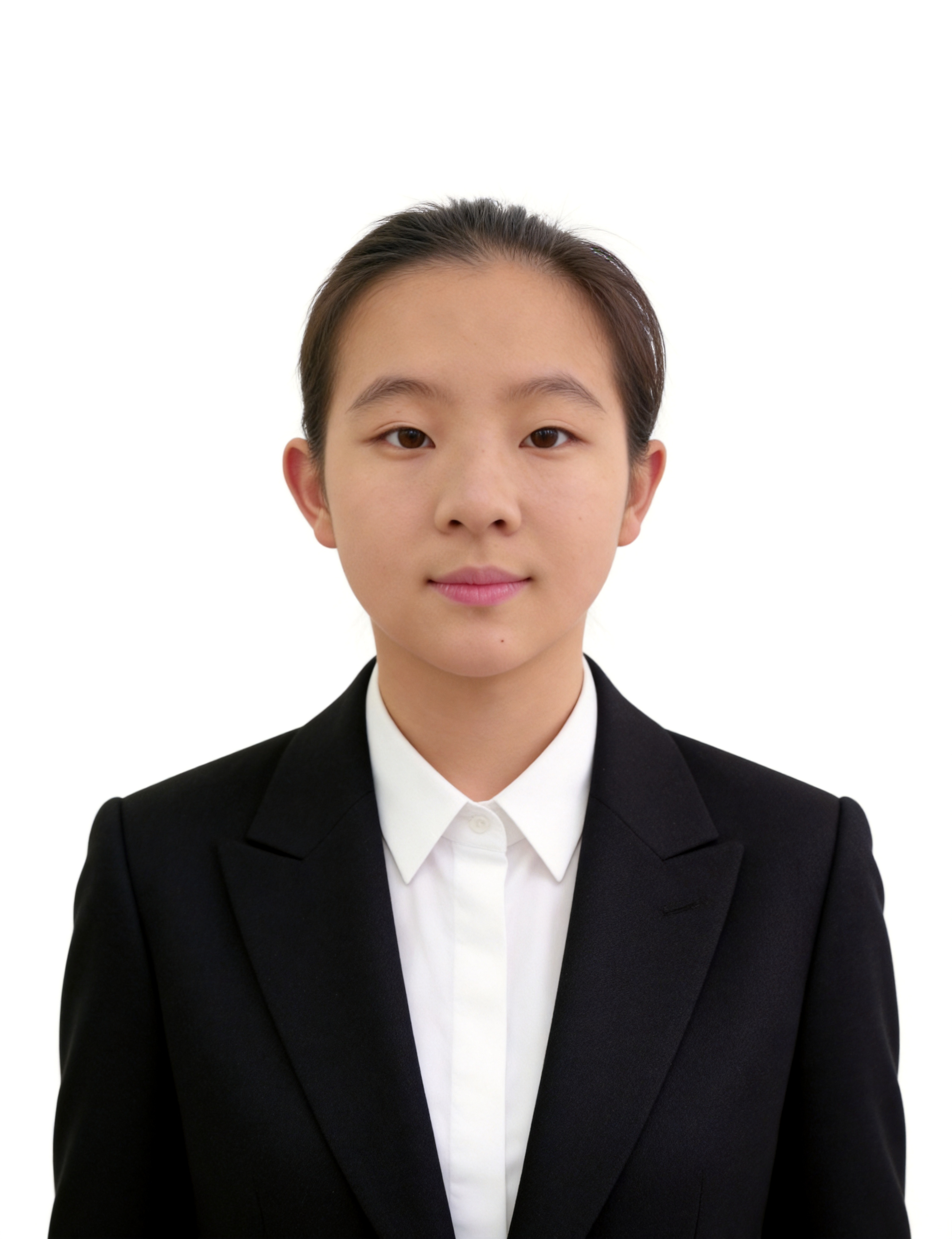 保留第一张图中人物发型、脸型、年龄特征生成标准样式纯正面证件照… - 图片创意预览