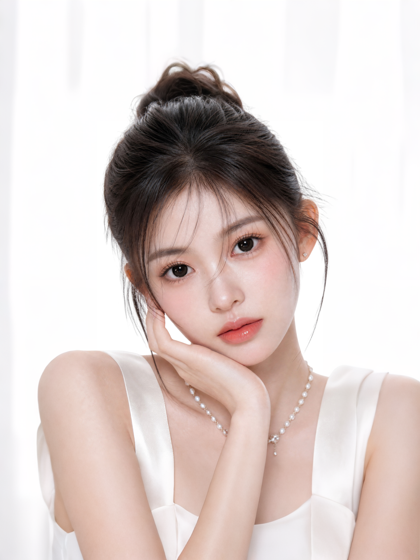 扩充模特的头发和肩膀，保持原图人物的发型发色、妆容、服装、姿势… - 图片创意预览