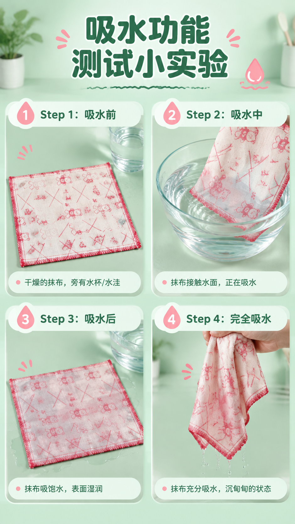 [商品] 使用【图3】棉纱抹布平铺全貌；商品处理：保留小熊印花… - 图片创意预览