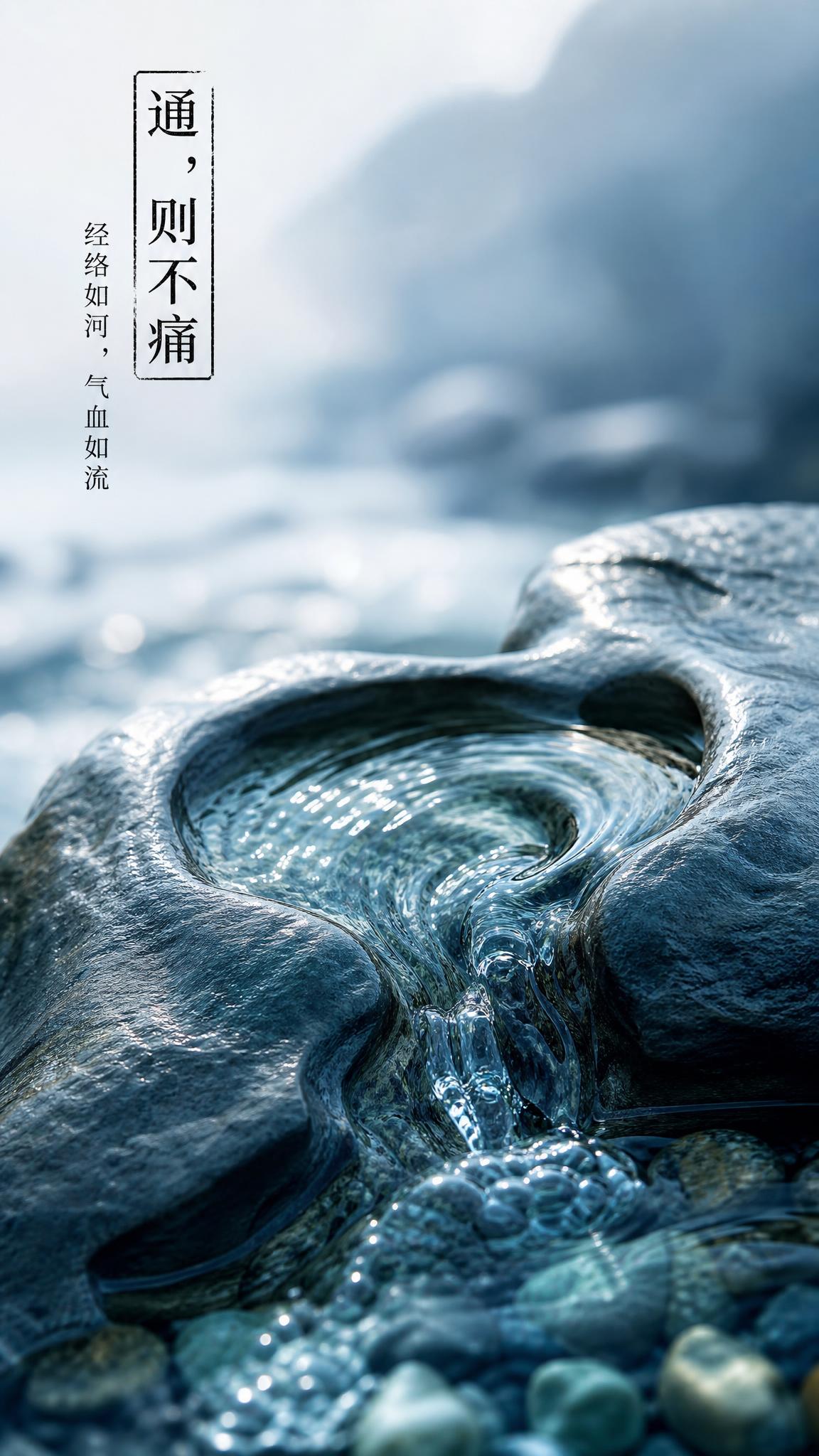超写实商业级微距摄影，国风意境，雄奇想象。画面主体：清澈的溪水… - 图片创意预览