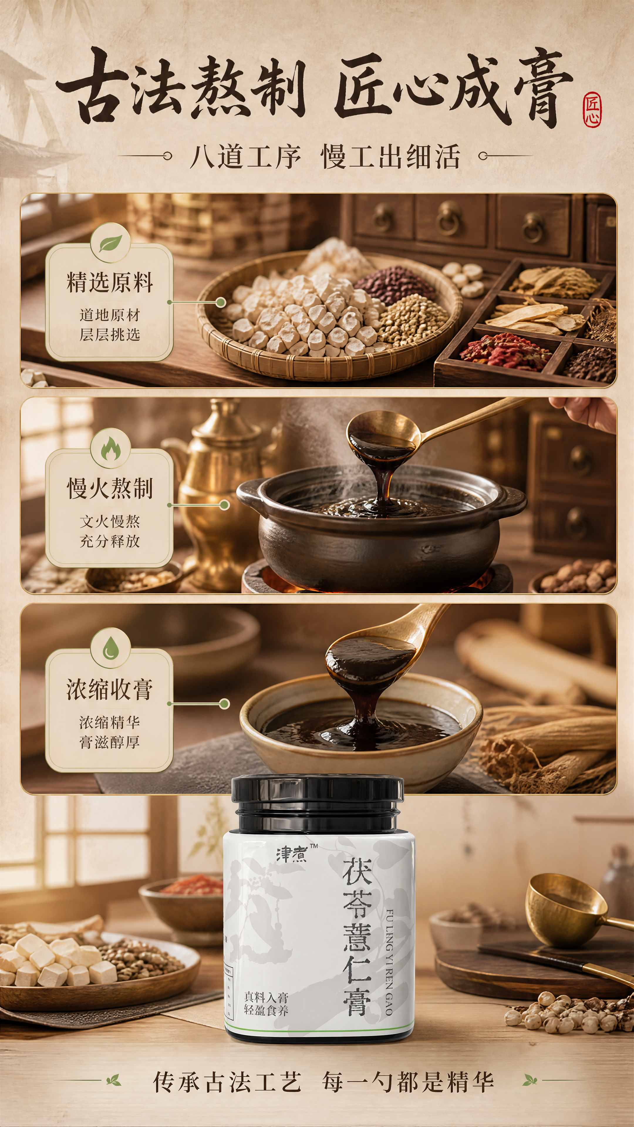 [商品] 使用【图1】茯苓薏仁膏瓶装产品；保留瓶身全部结构、文… - 图片创意预览
