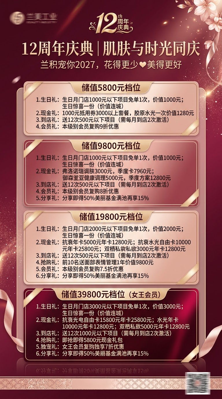 设计一张美业12周年庆典电子长图海报，竖版长图，高端轻奢风格，… - 图片创意预览