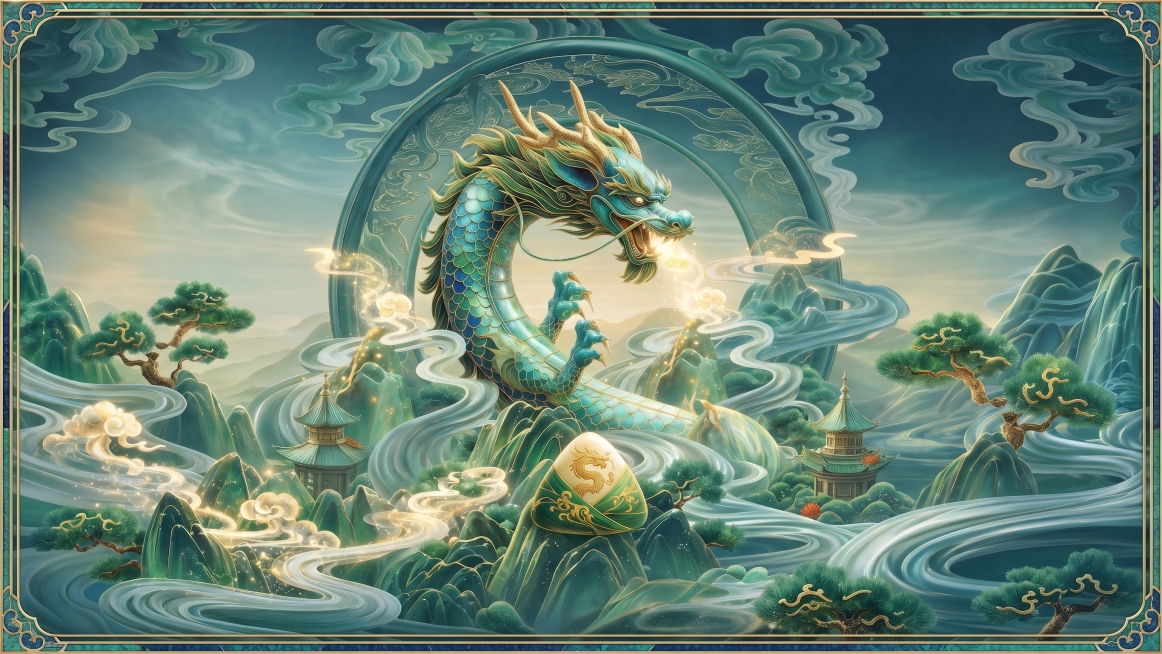将这些文案全部去掉，将主视觉龙放在中间预览效果