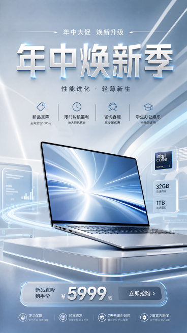 高级感笔记本电商营销海报预览效果