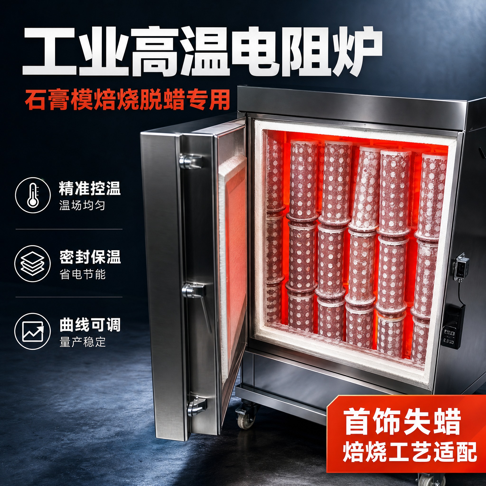 [主图-1] 工业高温电阻炉首图（炉内工作状态款），突出真实焙… - 图片创意预览