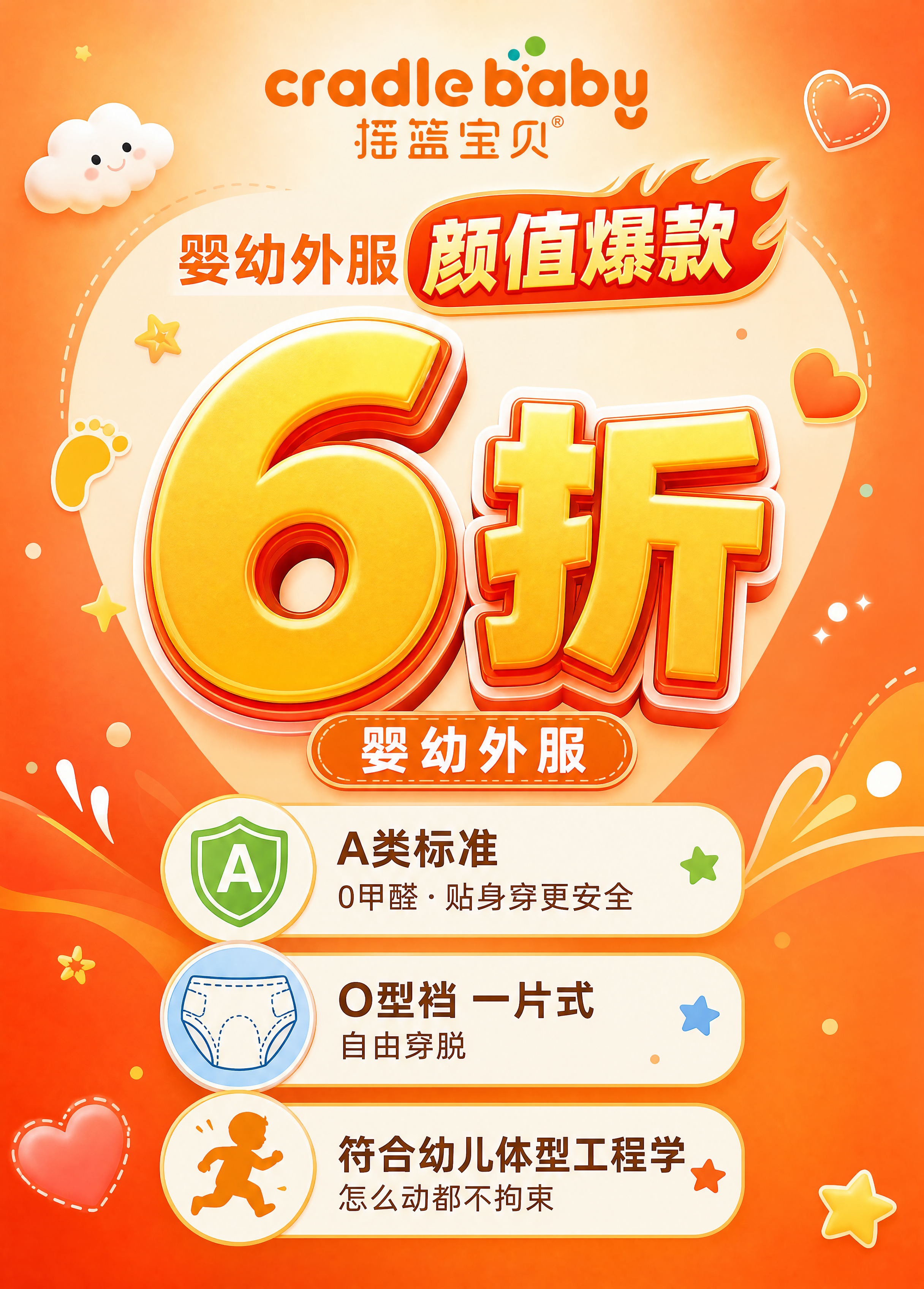 摇篮宝贝品牌折扣牌设计，竖版构图，高宽比例2100:1500。… - 图片创意预览