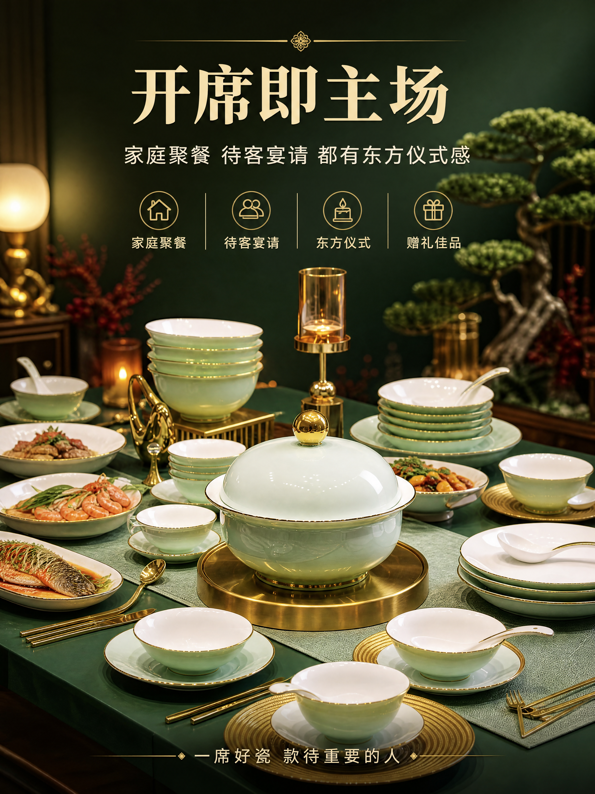 [商品] 使用【图3】全套餐具家宴摆台；保留所有器型、影青釉色… - 图片创意预览