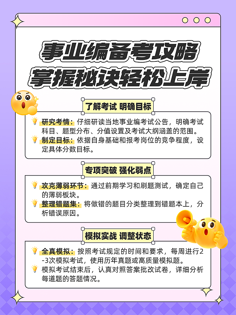 卡通扁平风事业编备考攻略知识分享小红书配图