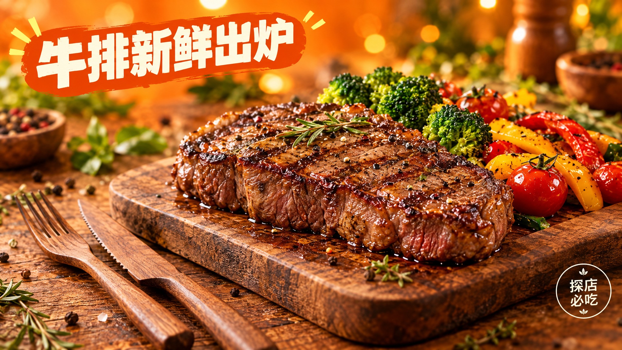 活力美食风格的食物摄影海报，暖橙色背景，高饱和度色彩，整体氛围… - 图片创意预览