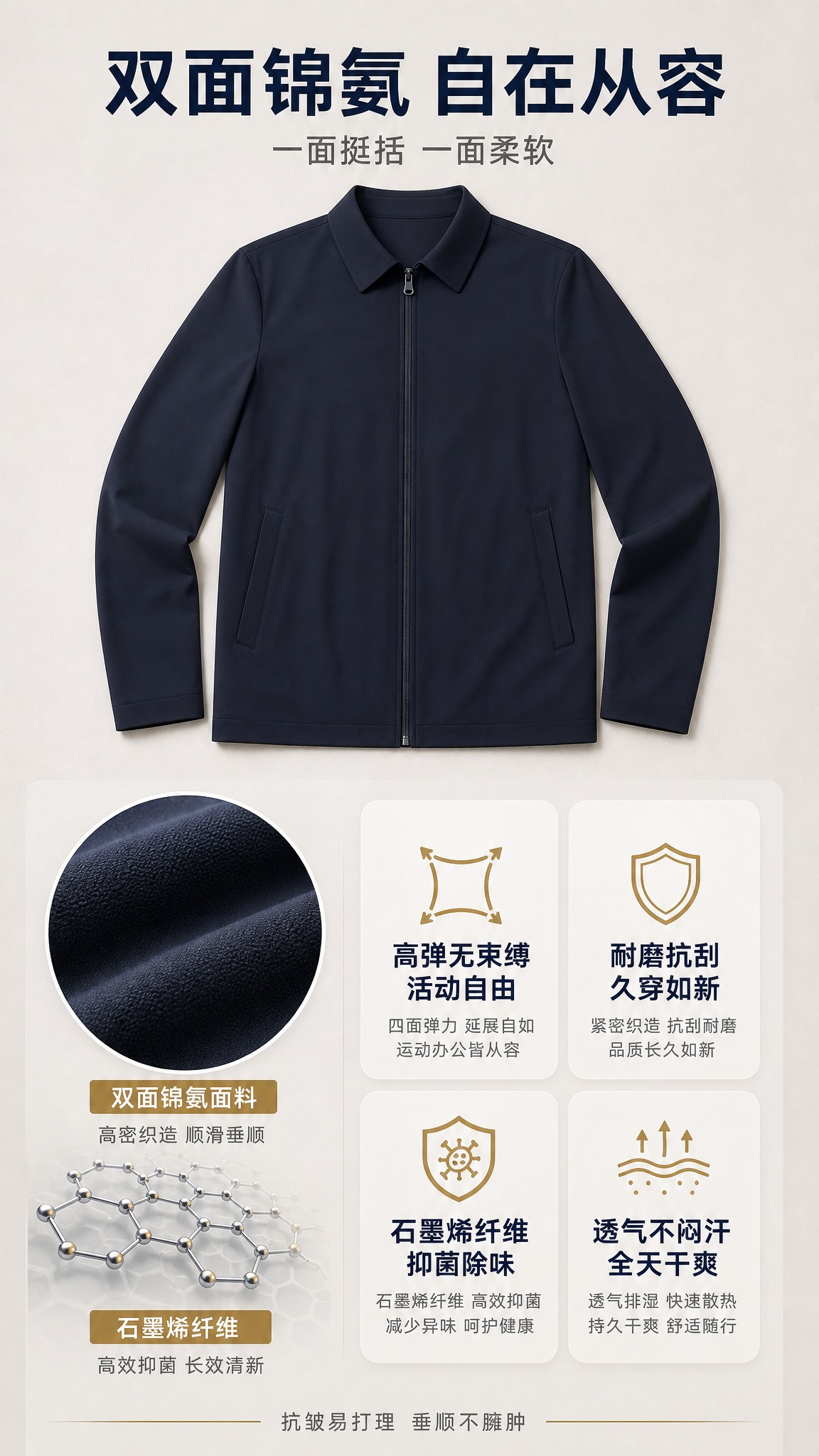 [商品] 使用【图1】深海军蓝行政夹克；保留经典衬衫翻领、前中… - 图片创意预览