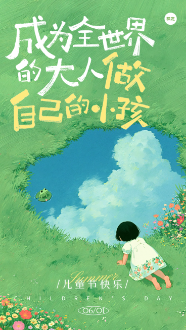 61儿童节清新梦幻通用节日祝福竖版海报预览效果