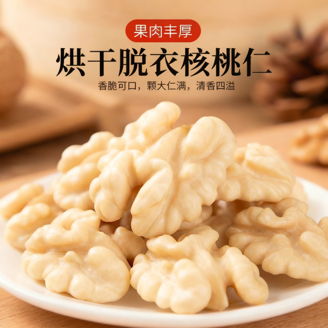 移除图片左下角的顺丰速运标志和“顺丰发货”文字，保持所有原有文字内容、核桃仁颜色和布局不变，智能修补左下角区域，尺寸保持750×750像素，背景保持真实自然预览效果