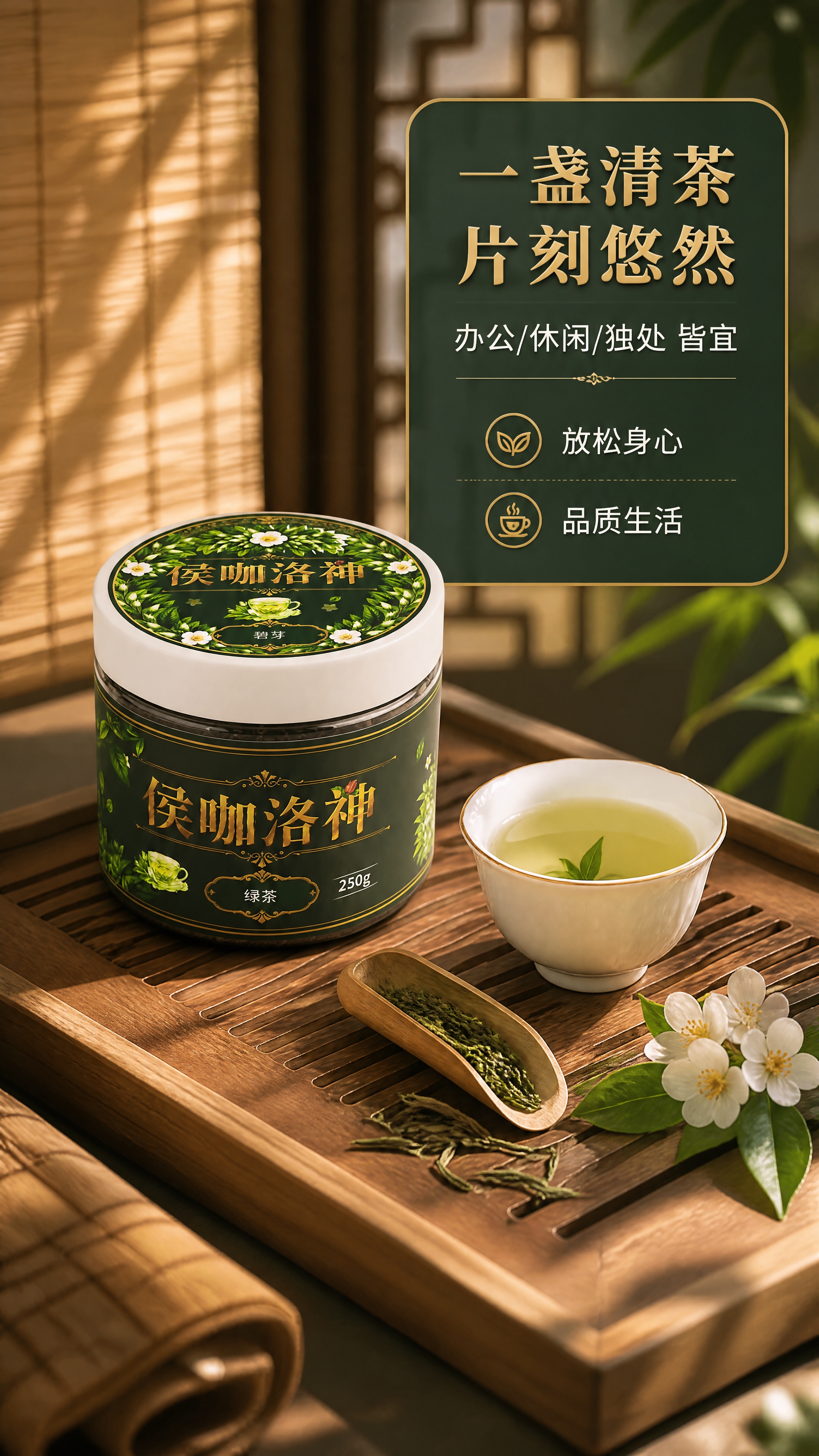 [商品] 使用【图1】侯咖洛神碧芽绿茶罐装产品；保留罐体所有外… - 图片创意预览
