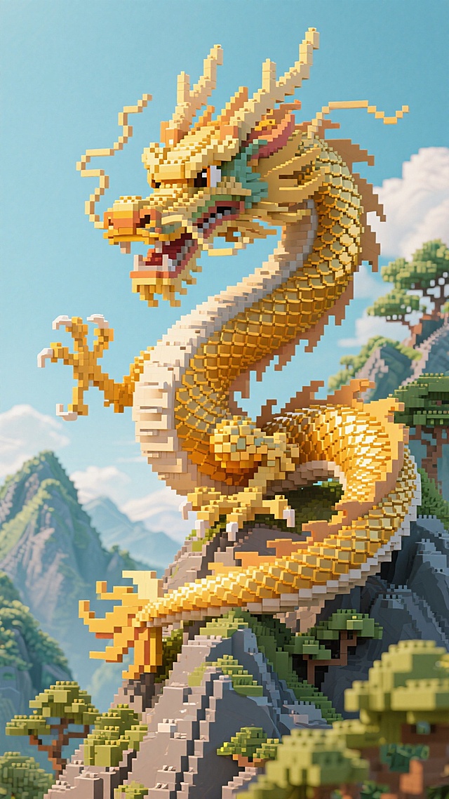 中国龙盘旋在山上