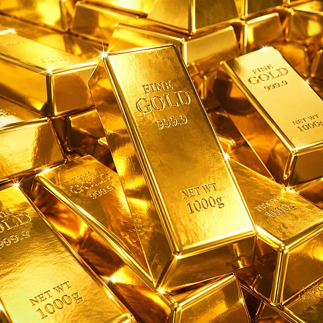 黄金质感的金块，闪耀光泽
