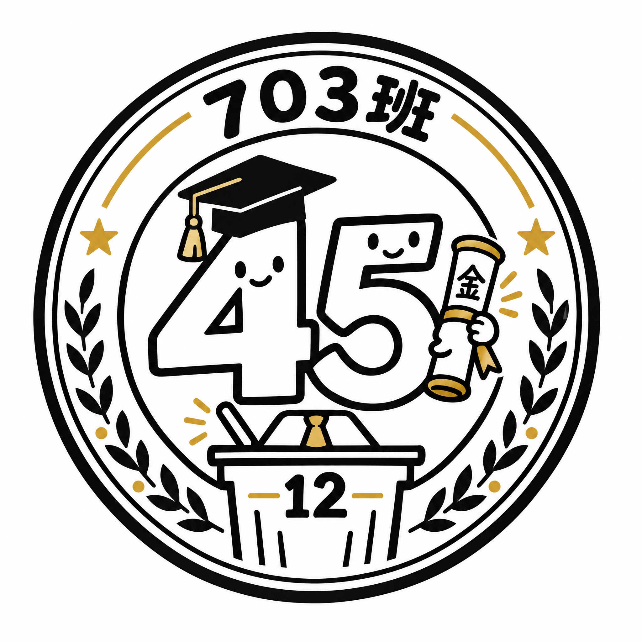 班徽设计，圆形徽章造型，简笔画风格，精致简洁适合小尺寸印制。徽… - 图片创意预览