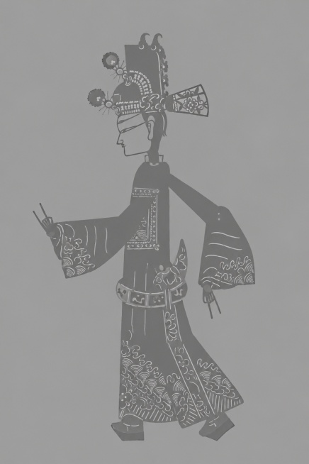 将皮影图案用灰色全部覆盖住，保留皮影轮廓，其他区域全部填充灰色预览效果