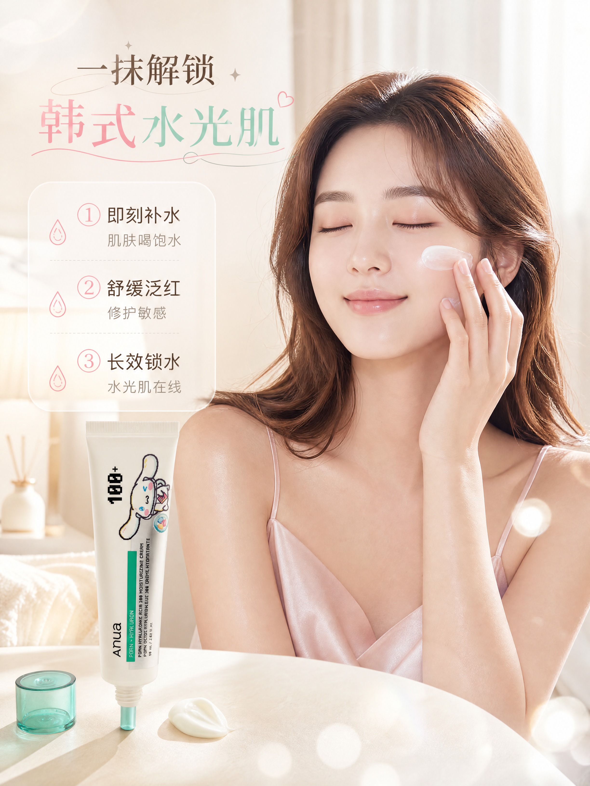 [商品] 使用【图1】Anua 100玻尿酸保湿面霜（玉桂狗联… - 图片创意预览