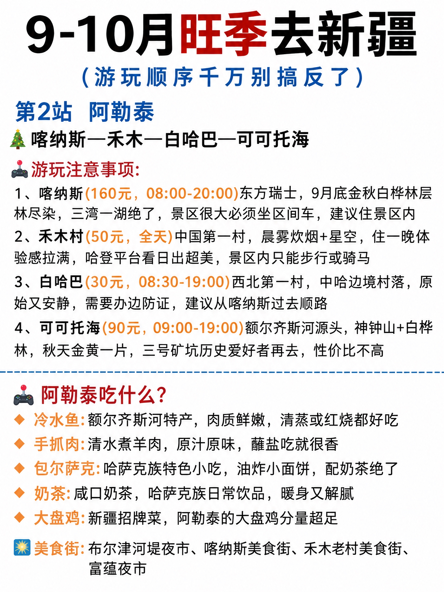 参考图的排版结构、文字风格、格式样式，制作9-10月旺季新疆北… - 图片创意预览
