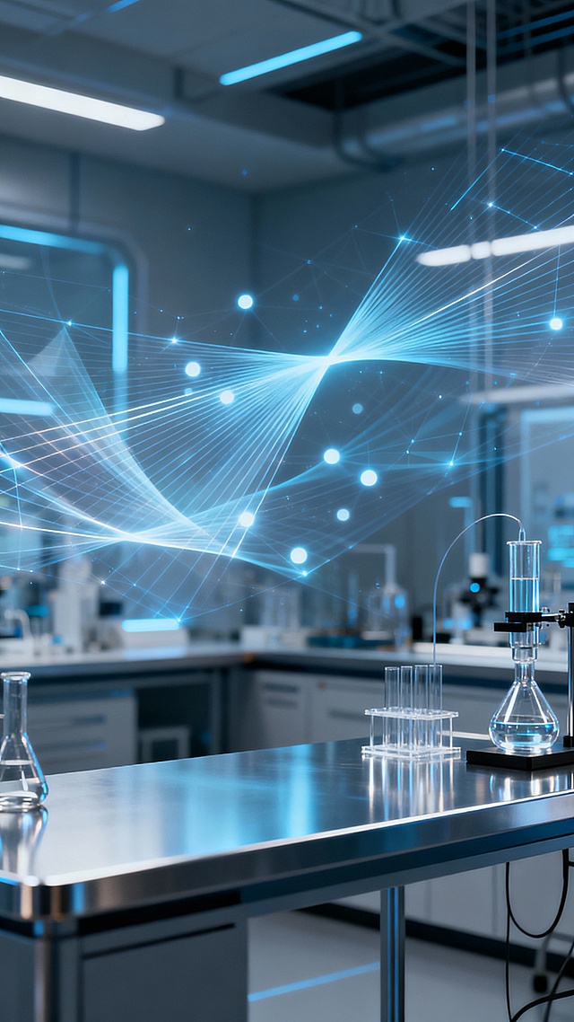 Advanced crypto technology background, quantum computing inspired visuals, abstract precision light patterns, futuristic research lab atmosphere, ultra clean technical style, no symbols, no text, vertical 9:16