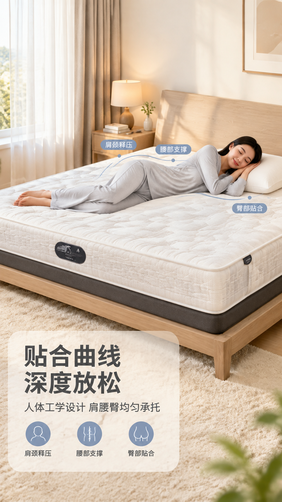 [商品] 使用【图1】白色厚款床垫；保留床垫整体方正轮廓、白色… - 图片创意预览