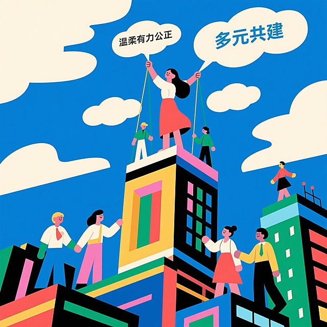女性在教育、职业、家庭、科技、网络等多样环境下的处境与精神状态，讲述她们的挑战、选择、成长与影响。同时也鼓励通过多元性别共建的视角，呈现女性力量的丰富内涵与现实张力，助力构建一个更温柔、有力、公正的社会结构。通过女性与他者（如男性、家庭成员、职场同事、社会系统等）之间的互动，展现共情、理解、支持、协作的关系。以漫画插画的形式强调女性力量的持续性和多样性，以此生成十张A3格式的漫画插画