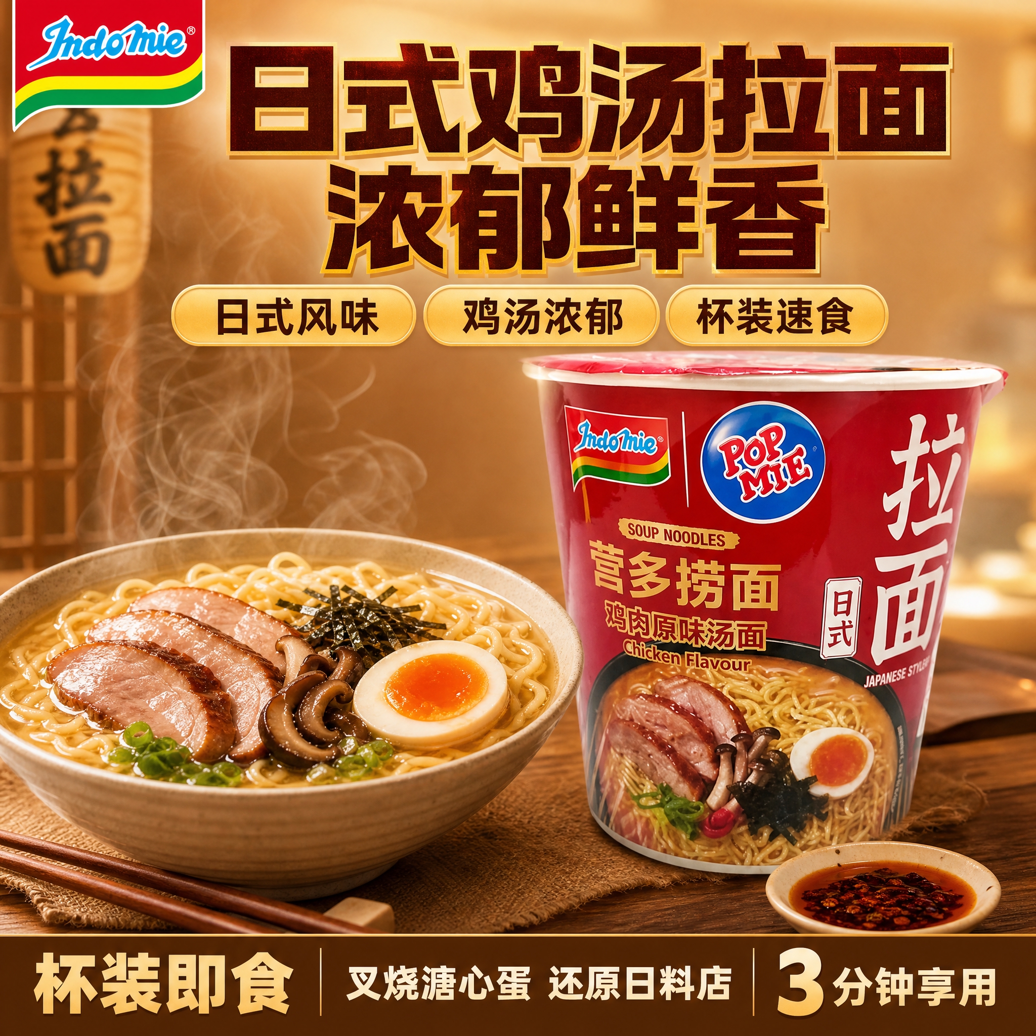 [单张主图] 营多捞面日式鸡肉原味汤面杯装 抖音电商爆款促销感… - 图片创意预览