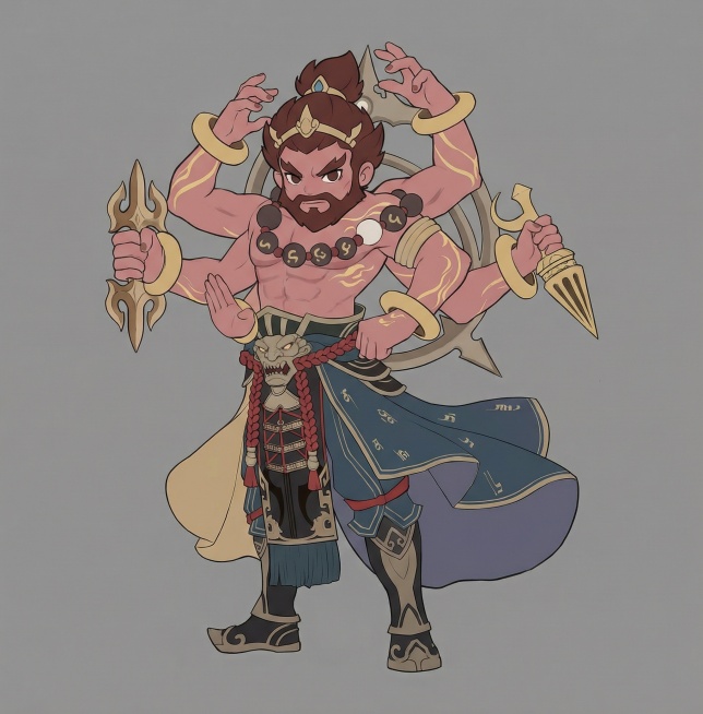 把图二的角色变成图一的大头Q版风格，纯灰色背景预览效果