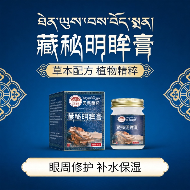 设计类型：正方形电商主图 800×800
设计风格：传统民族风格与现代简约质感，以藏地文化符号为核心视觉语言，传递天然草本、传统藏医养护的产品调性，既保留民族文化的厚重底蕴，又符合当代审美与消费认知预览效果