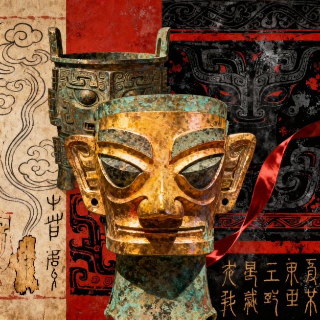 本章节考点：青铜器（变化、纹样、作品、制作手法）；帛画；漆画；金文、甲骨文、石鼓文、帛书；三星堆预览效果