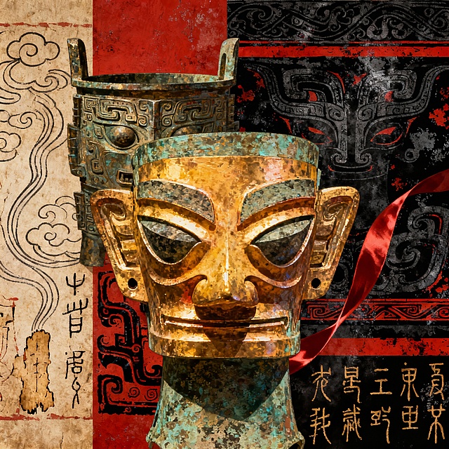 本章节考点：青铜器（变化、纹样、作品、制作手法）；帛画；漆画；金文、甲骨文、石鼓文、帛书；三星堆