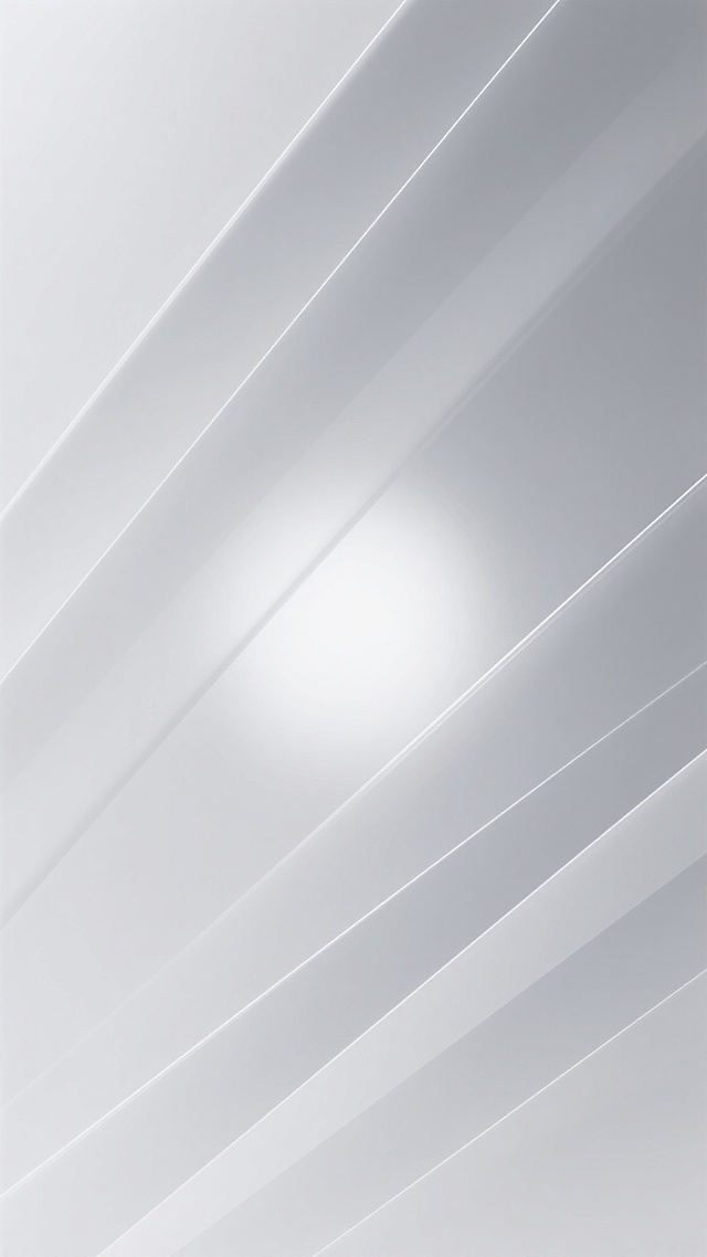 极简主义风格的抽象几何背景，以浅灰色与白色为主色调，柔和的渐变光影效果，画面中央有一个模糊的圆形光晕，背景中分布着多条倾斜的、具有微妙透明度变化的平行线条，线条边缘平滑且带有轻微的高光处理，整体呈现出简洁、现代、干净的视觉效果，光线从左上角向右下角柔和过渡，营造出宁静而专业的氛围，适合作为背景素材使用。