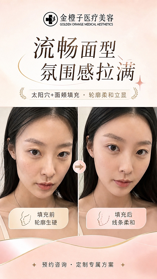 将海报顶部的logo图标和「金橙子医疗美容 GOLDEN ORANGE MEDICAL AESTHETICS」文字全部改为纯黑色，其余画面内容、颜色、排版保持不变。