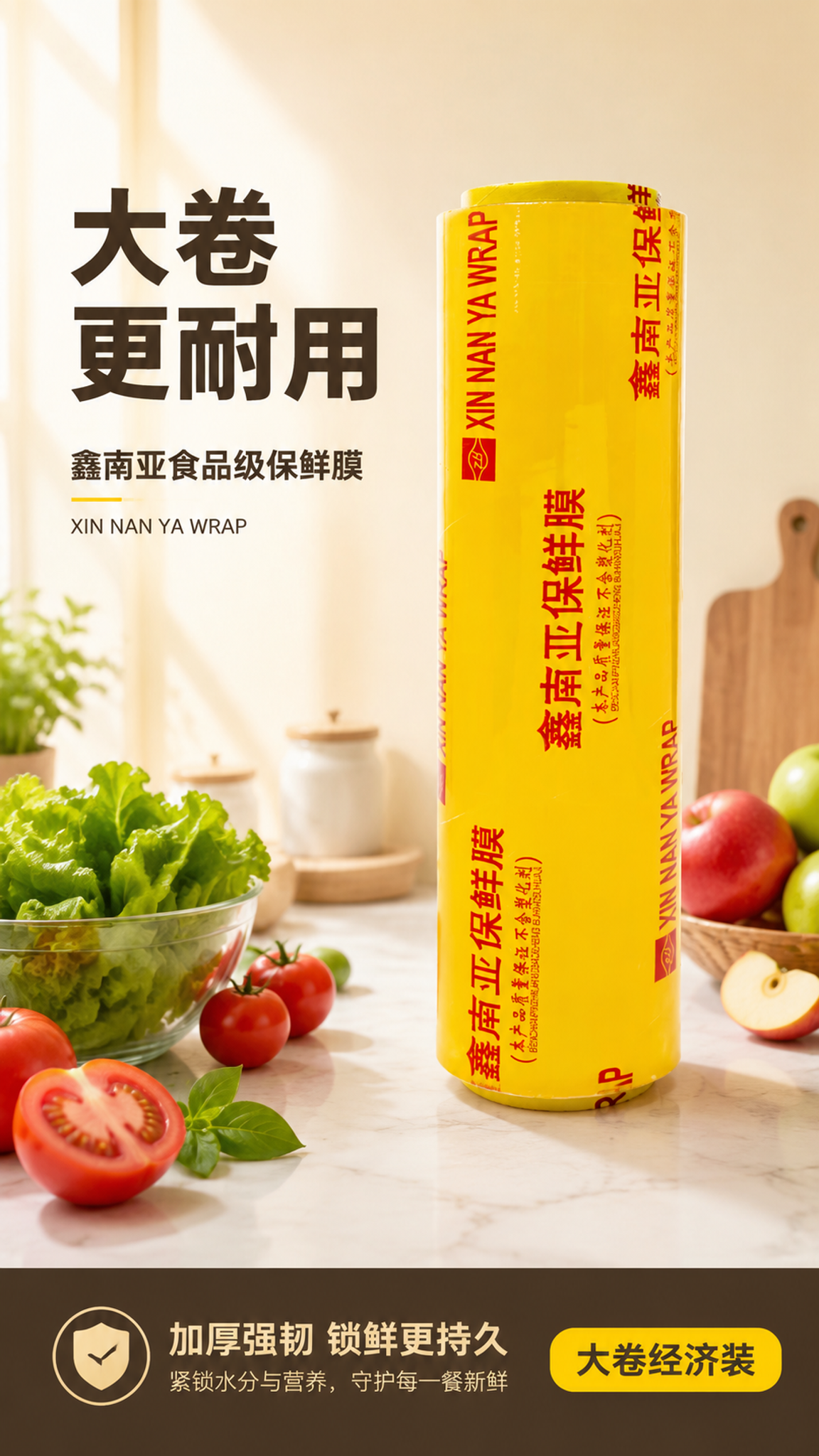 [第1张] 详情页头图-鑫南亚PVC保鲜膜大卷经济装主视觉海报… - 图片创意预览