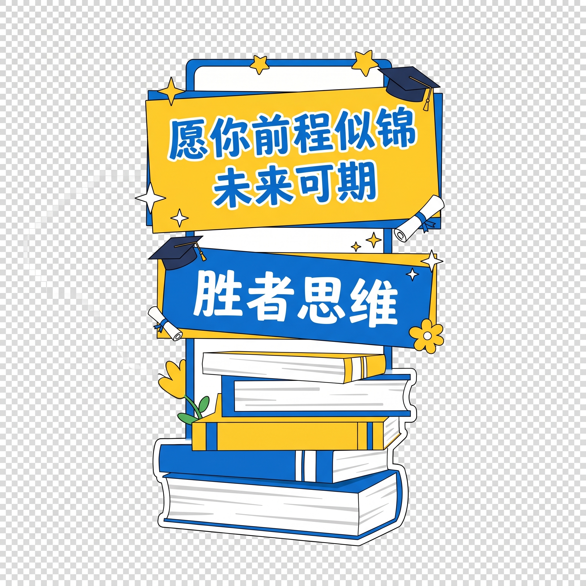 参考图片风格，生成一个毕业季文字竖排装饰素材，包含文字 "愿你… - 图片创意预览