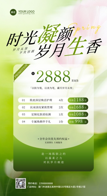 美业医美美容院春季门店促销宣传卡项价格表竖版海报预览效果