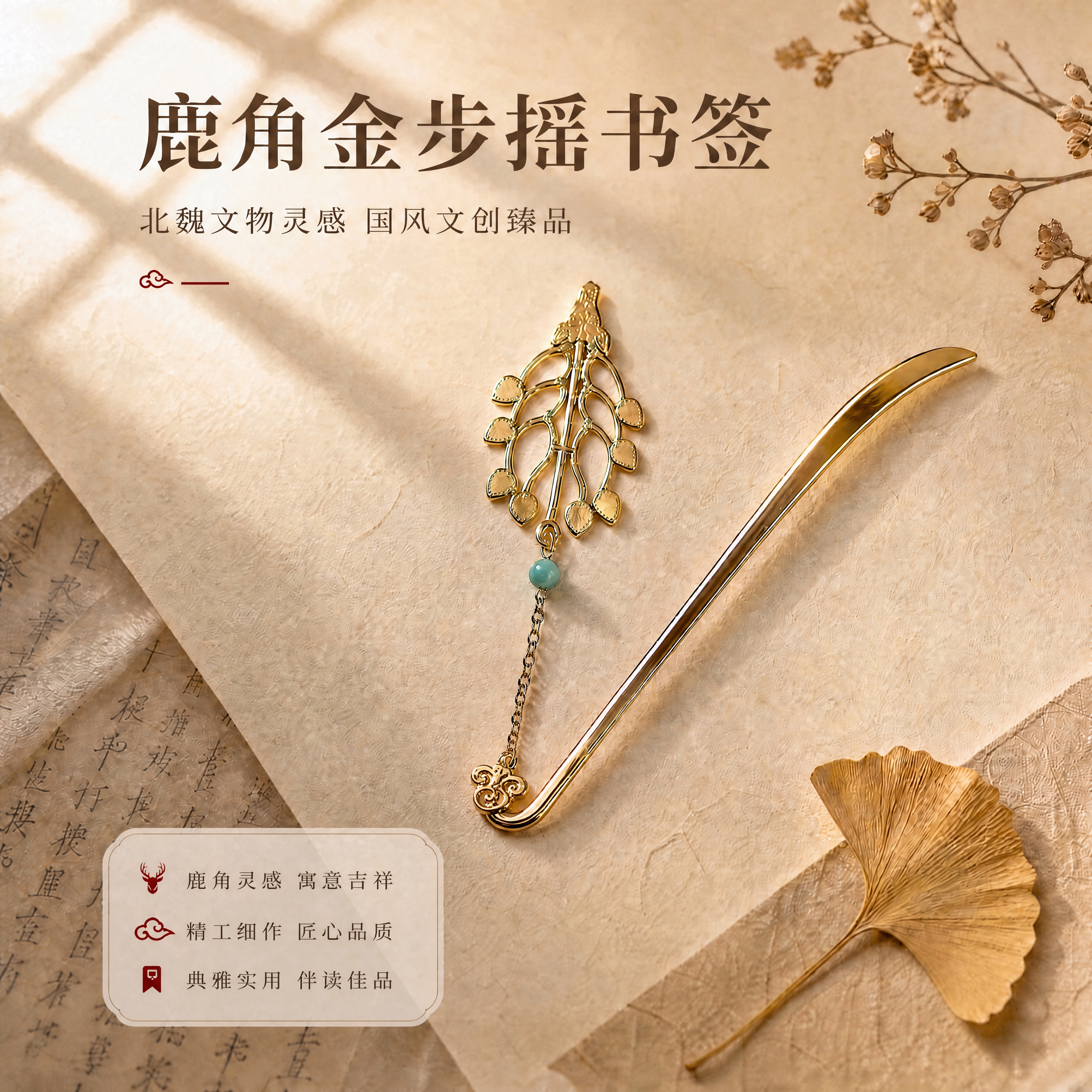 以第一张图为底图，仅修改书签弯钩处的祥云零件：将原来的简易祥云… - 图片创意预览