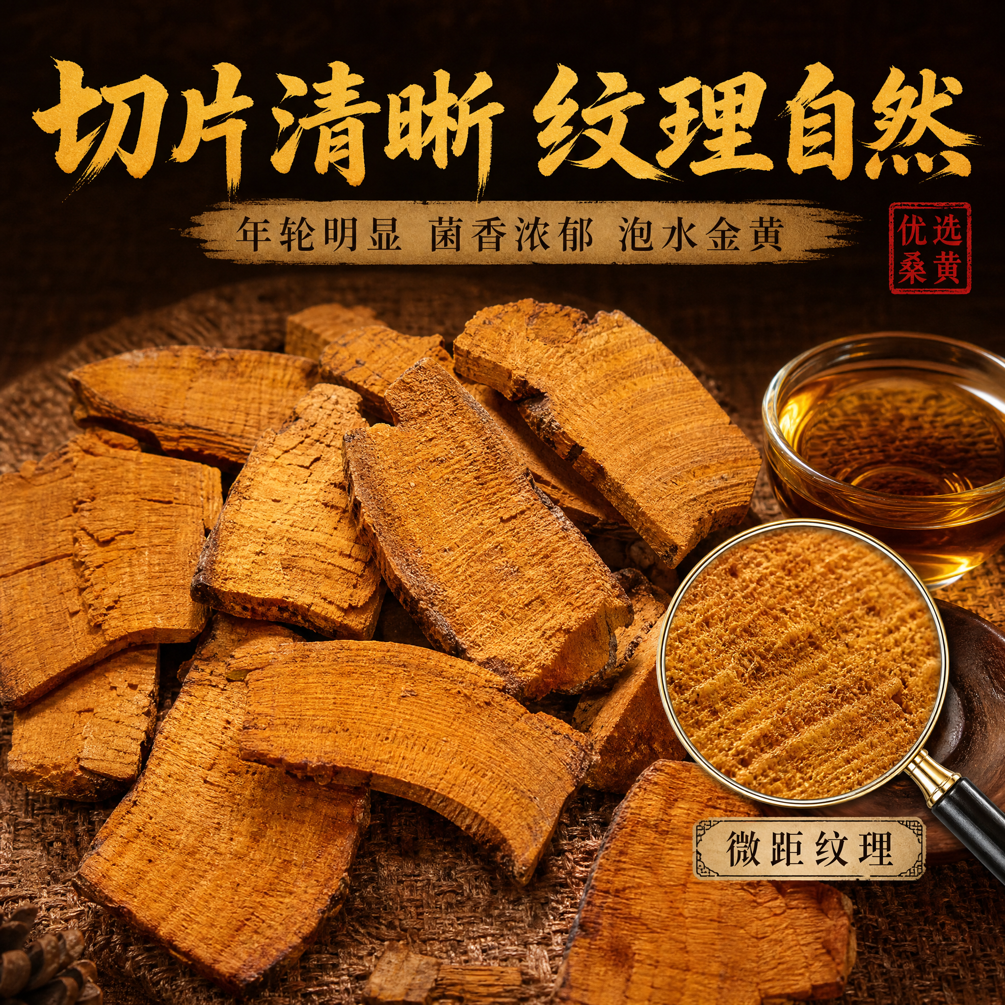 [主图-3] 桑黄切片细节特写，展示内部纹理与品质，微观种草。… - 图片创意预览